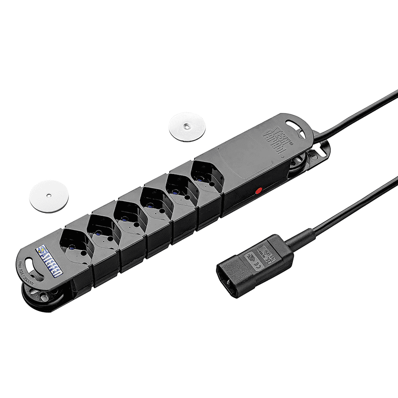 Steffen Steckdosenleiste VARIABL, 6 x T13 Steckdosen, mit Kaltgerätestecker C14 (T113), 3 m Kabel, in 2 Farben