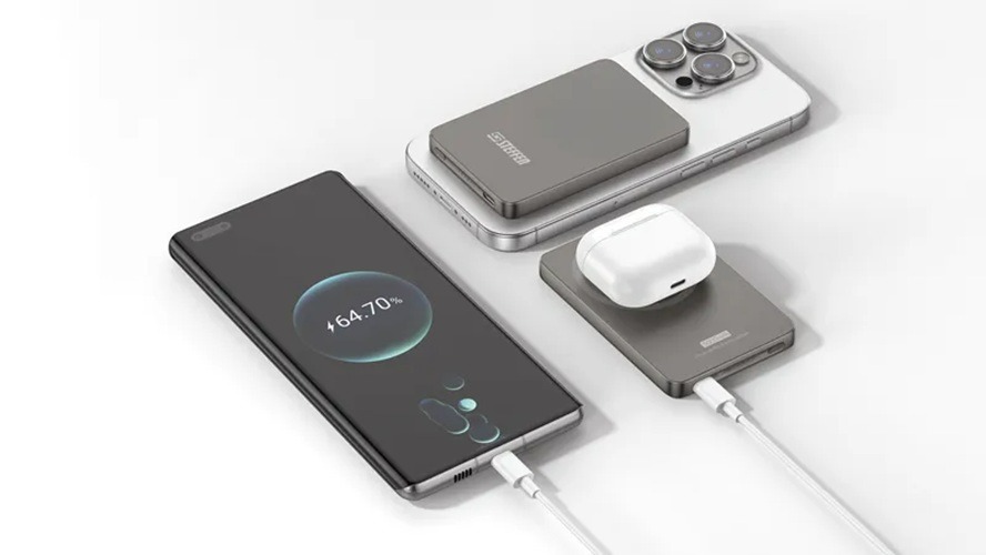 Steffen Powerbank Magnetic 15 W PD+Qi, 5'000 mAh, USB-C, Qi2/MagSafe, schwarz