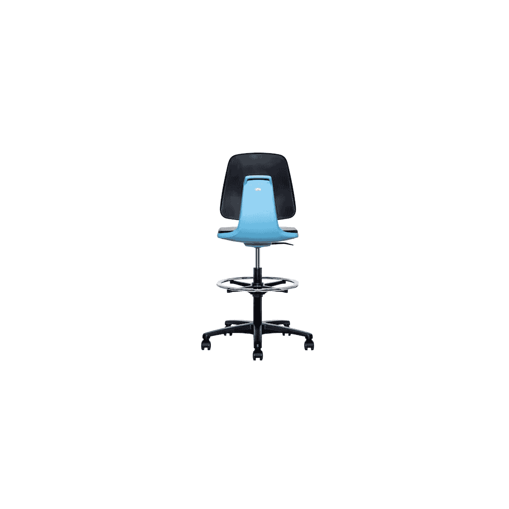 Hoch-Laborstuhl Bimos Labsit 9123 mit Kunstlederbezug, Fussring, schwarz-blau