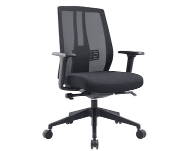 Chaise de bureau Pegasus avec dossier et accoudoirs en maille, noir
