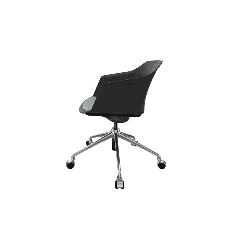 Chaise visiteur EOL Scott, avec roulettes et accoudoirs, noir
