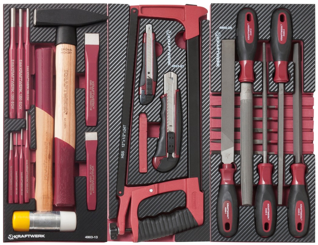 KRAFTWERK PRO LINE COMPLETO Jeu d'outils EVA, outils de frappe et de coupe avec limes, 40 pièces