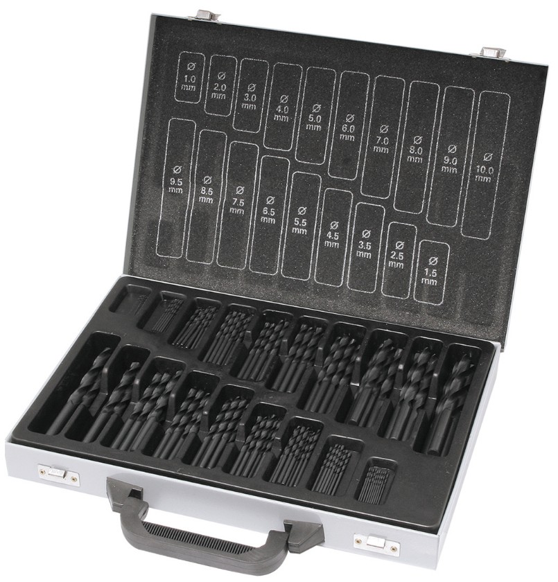 KRAFTWERK PRO LINE Spiralbohrer-Set HSS, 170-teilig, 1–10 mm im Metallkoffer