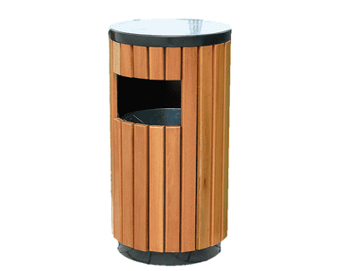 Poubelle Barcelona ronde en aspect bois