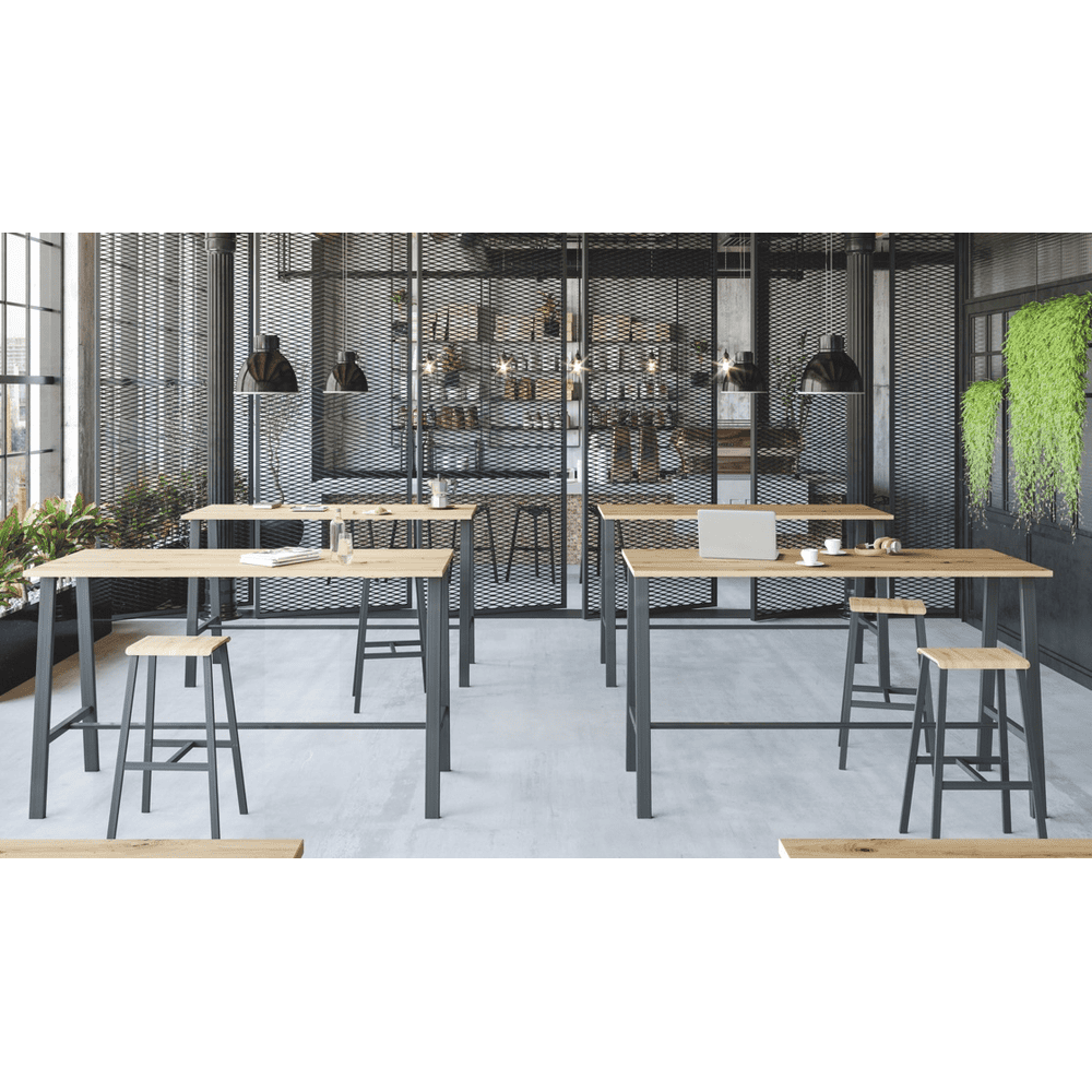 Tabouret de bar Loris avec repose-pieds, lot de 2, design industriel, 640 x 390 x 770 mm, en 2 couleurs