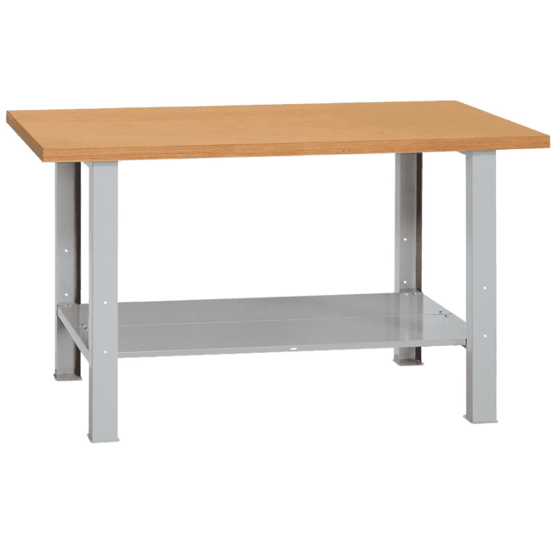 KRAFTWERK Werkbank MODULAR 1500 mit Bodenblech, Buche-Multiplex Arbeitsplatte, BxTxH 1500 x 700 x 840 mm