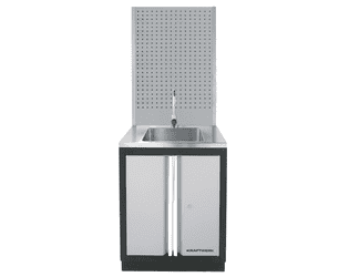 KRAFTWERK SANITORY Unterschrank mit Edelstahlspülbecken, BxTxH 680 x 615 x 1962 mm