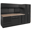 KRAFTWERK MOBILIO PRO 4-Element-Kombination mit Hochschrank rechts, schwarz, BxTxH 3000 × 750 × 2020 mm
