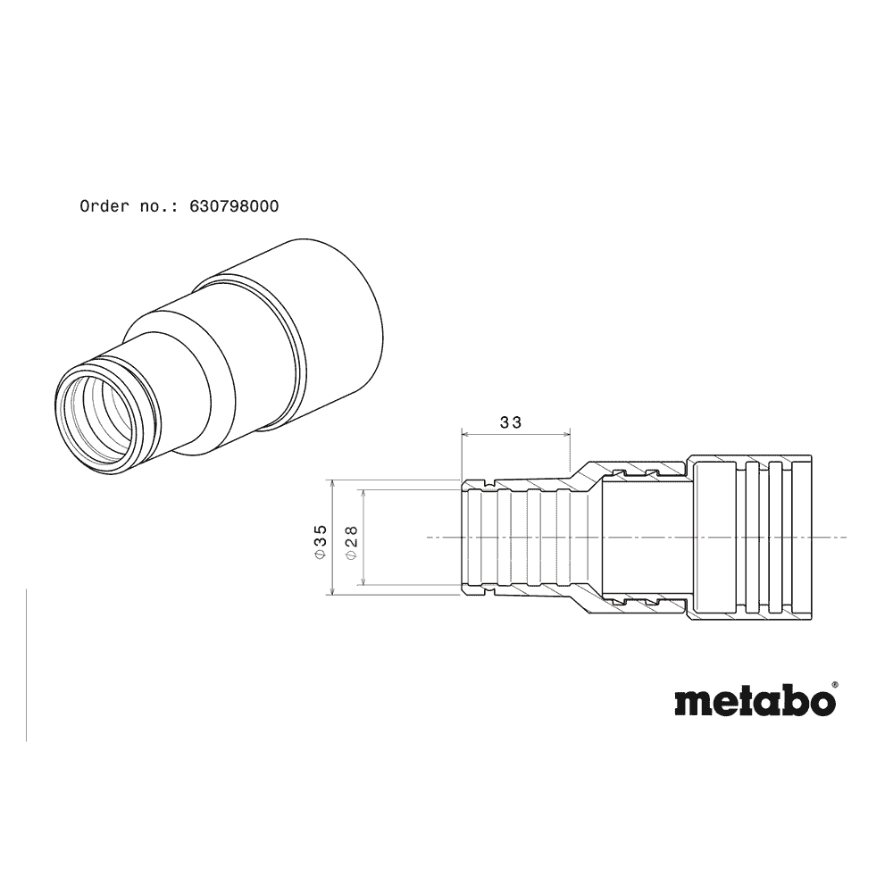 Metabo Manchon de raccordement Ø intérieur 28mm, Ø extérieur 35 mm