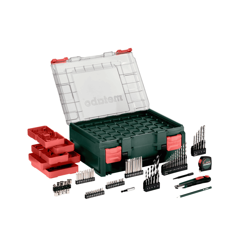 Metabo Akku-Schlagbohrschrauber-Set SB 18, mit 2x Li-Power Akkus (18 V / 2.0 Ah), Ladegerät SC 36 und mobiler Werkstatt