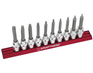 KRAFTWERK PRO LINE TX-Bit-Stecknuss-Satz MAGALU 1/2", 10-teilig, S2-Stahl, T10–T55 für Werkstatt und Montage