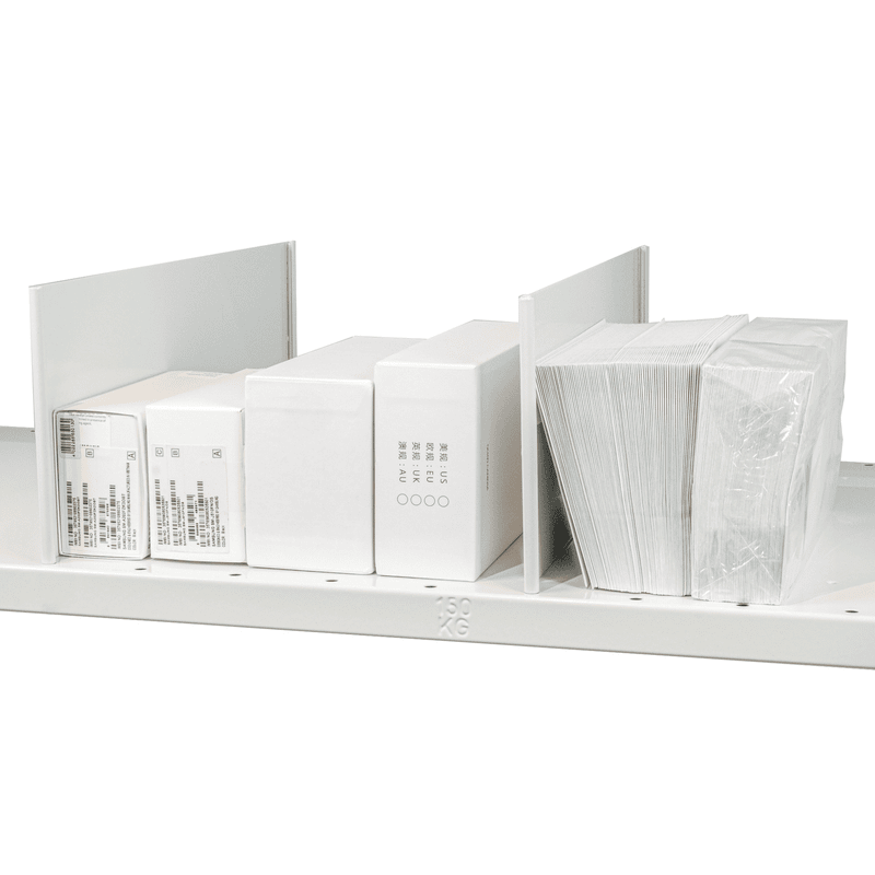 Schulte tôle de séparation enfichable autoportante pour tablettes MULTIplus85/150, gris clair RAL 7035