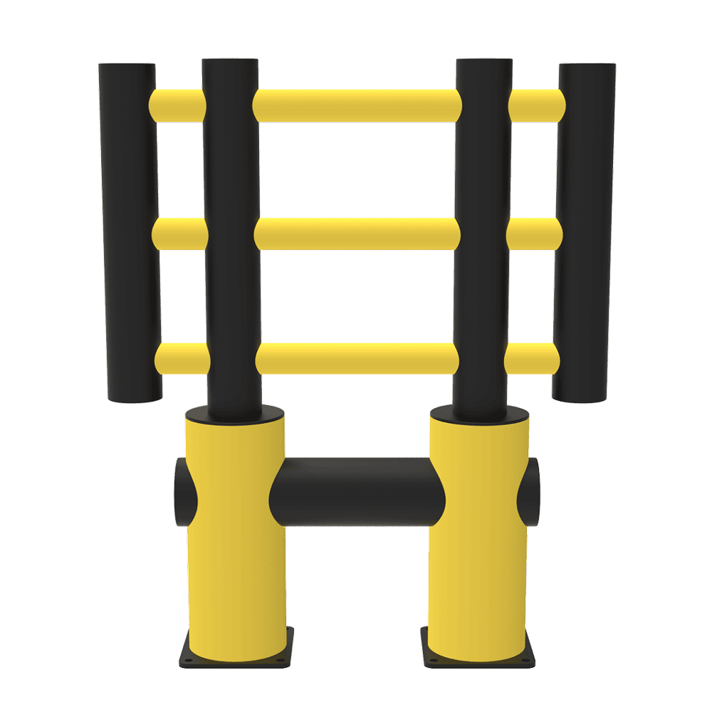Grille de protection des machines "Kilo", hauteur 1200 mm, jaune-noir, en 3 largeurs