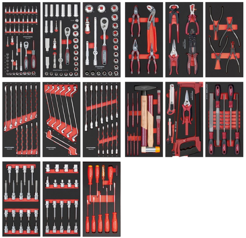 KRAFTWERK Werkstattwagen BT700 7 Schubladen Swiss Line, inkl. Werkzeug, 242-teilig, BxTxH 719 x 474 x 1000 mm
