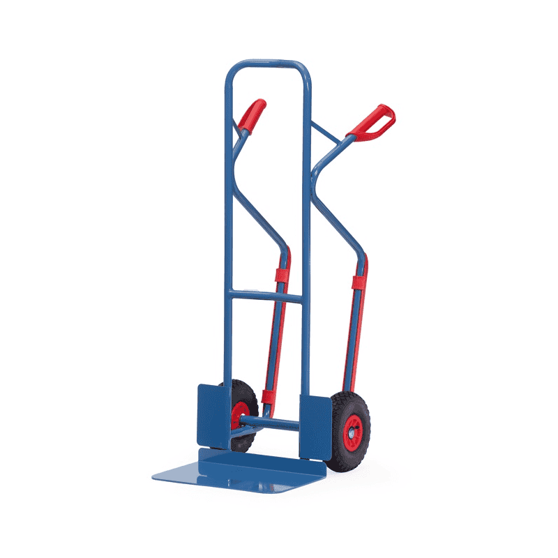 Fetra Diable en tube d'acier, hauteur 1300 mm, patins en plastique, bavette extra large