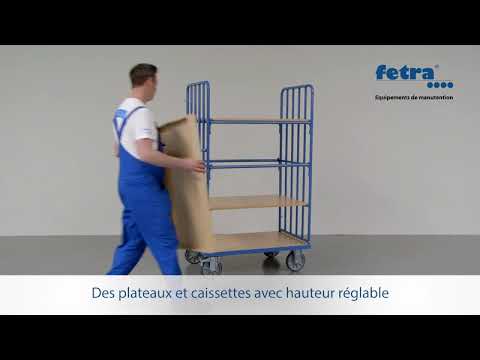 Chariots à plateaux à 3 tablettes en différentes tailles