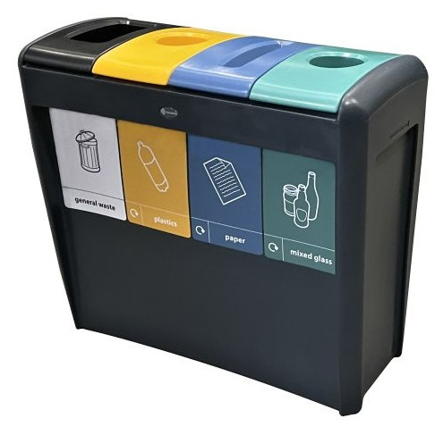 Poste de tri sélectif en plastique, 956 x 430 x 851 mm