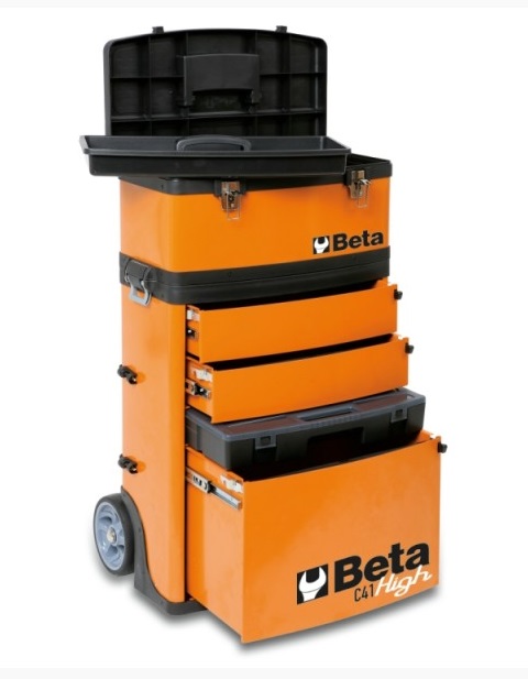 Werkzeugtrolley orange C41H mit zwei getrennten Modulen, 495 x 250 x 862 mm