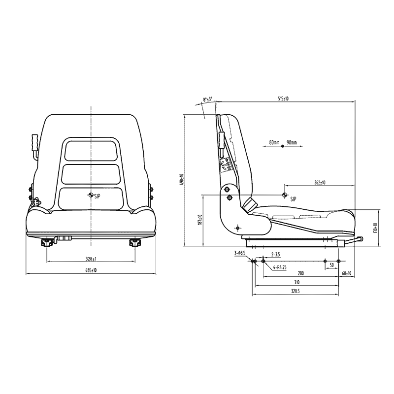 Siège compact universel, disponible avec ou sans contacteur
