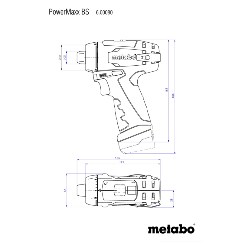 Metabo Akku-Bohrschrauber PowerMaxx BS Basic, 12 V, mit 2 x 2.0 Ah Li-POWER Akkus und Kunststoffkoffer