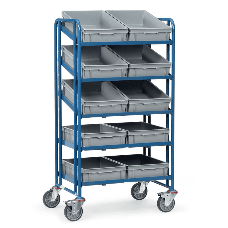 Eurokastenwagen, 935 x 666 x 1686 mm, Tragkraft 300 kg, mit Kästen