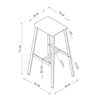 Tabouret de bar Loris avec repose-pieds, lot de 2, design industriel, 640 x 390 x 770 mm, en 2 couleurs