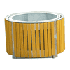Jardinière ronde avec habillage en bois 