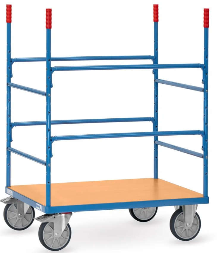 Fetra Materialwagen mit einschraubbaren Auflagen für Langmaterialien und TPE Bereifung