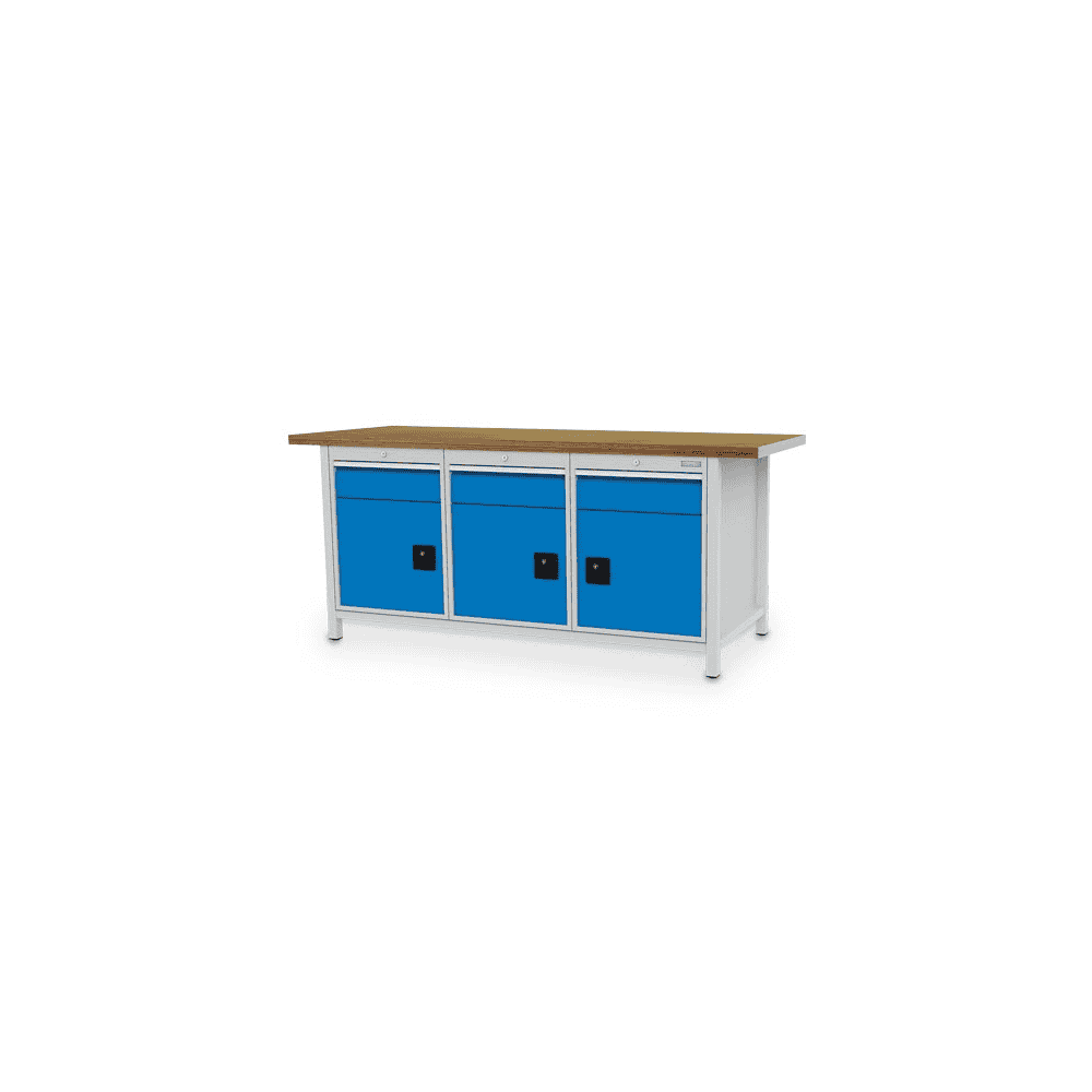 Bedrunka+Hirth Kastenwerkbank R 18-24, Schubladenanzahl 3, Flügeltüren 3, 2000 x 750 mm