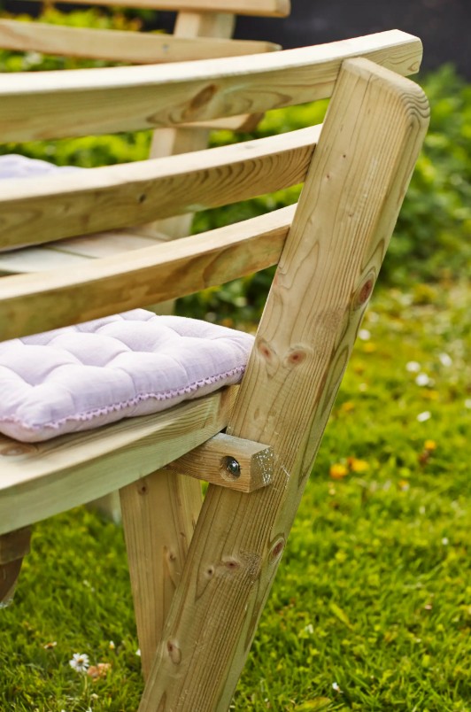 PLUS Combi-Meuble de jardin, imprégné sous pression, rond, inclus dosserets, 2370 x 2370 x 720 / 840 mm