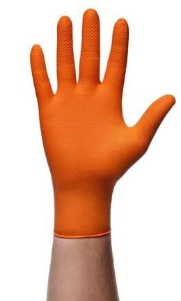 Nitril Einweghandschuhe GoGrip, Packung à 50 Stück, orange, in diversen Grössen