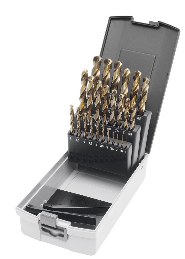 KRAFTWERK PRO LINE HSSE-Co5 Spiralbohrer-Set, 25-teilig, 1–13 mm, Cobalt-Bohrer für Metall
