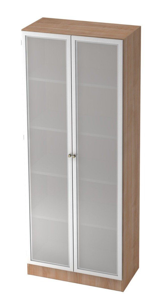 Aktenschrank Rhone mit Milchglastüren, 800 x 420 x 2004 mm, Rahmen silber, in diversen Farben