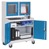 Bedrunka+Hirth Mobiler Computerschrank mit zweitürigem Monitoraufsatzgehäuse für 15,6'' Monitor, 1000 x 500 x 1575 mm