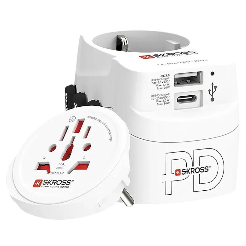 Steffen SKROSS Reiseadapter World - World, 3-polig, max. 7 A, weiss
