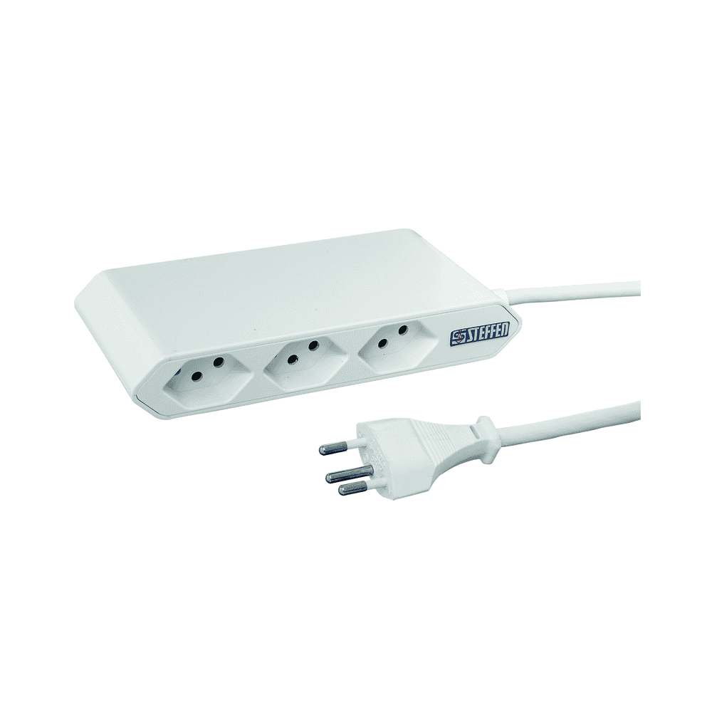 Steffen Multiprise IQ, 6 × T13 (2 × 3 en travers), 10 A, IP20, câble de 1.5 m, avec protection de surintesité, en deux couleurs