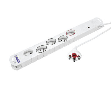 Steffen Steckdosenleiste VARIABL VARITRONIC, 5-fach T13, mit Feinsicherung, 3 m, weiss