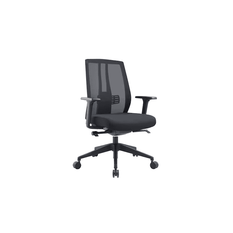 Chaise de bureau Pegasus avec dossier et accoudoirs en maille, noir