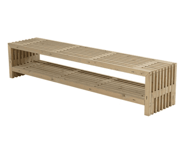 Banc rustique, deux couleurs, deux longueurs, avec ou sans étagère