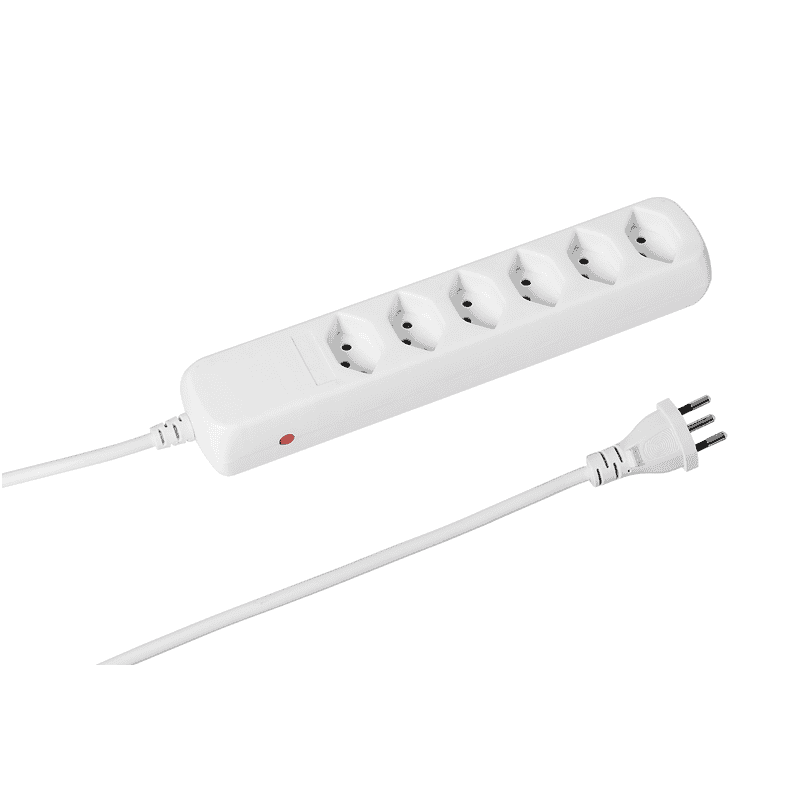 Steffen Steckdosenleiste POWER EASY, 6 x T13 Steckdosen, IP20, 1.5 m Kabel, mit Überstromschutz und Reset-Knopf