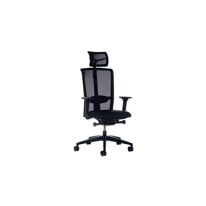 Chaise de bureau Interstuhl LX216 avec dossier en résille et accoudoirs 4D, noir