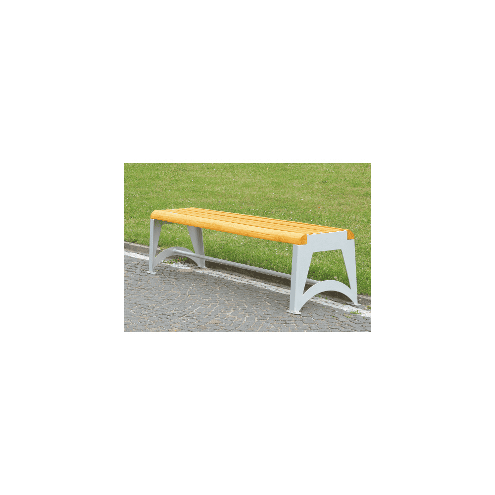Banc de parc en bois et acier galvanisé à chaud sans dossier