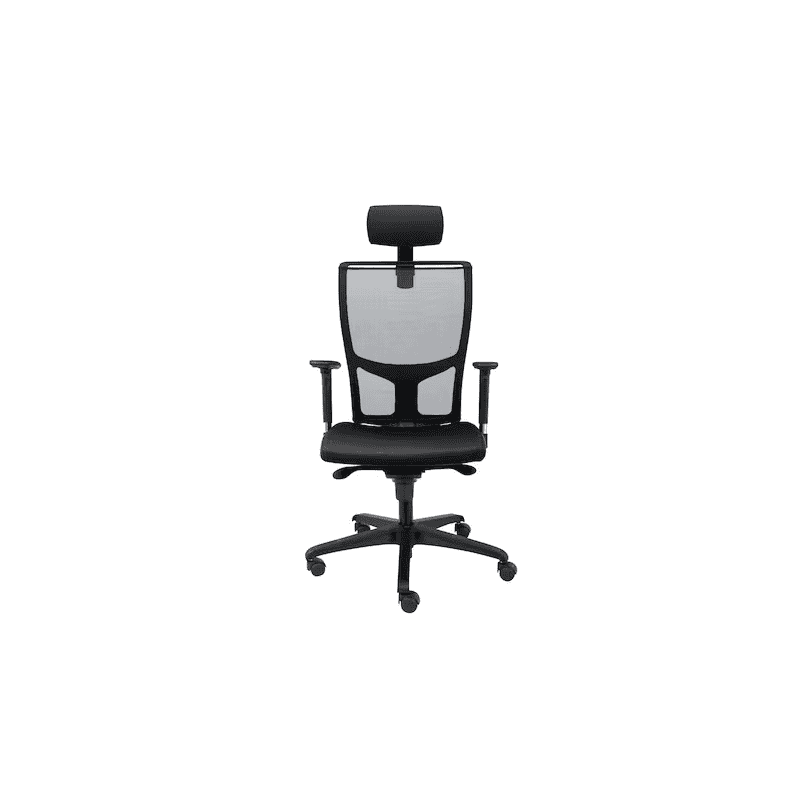 Chaise de bureau Wallstreet avec dossier respirant et appui-tête, noir