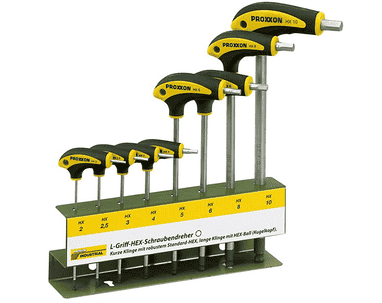 Proxxon L-Griff-Schraubendrehersatz, 8-teilig, HX mit Halter HX 2 / 2.5 / 3 / 4 / 5 / 6 / 8 / 10