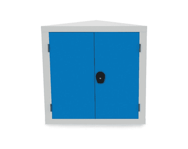 Bedrunka+Hirth Eckschrank, RAL 7035 / RAL 5012, BxTxH 1050 x 736 x 1019 mm