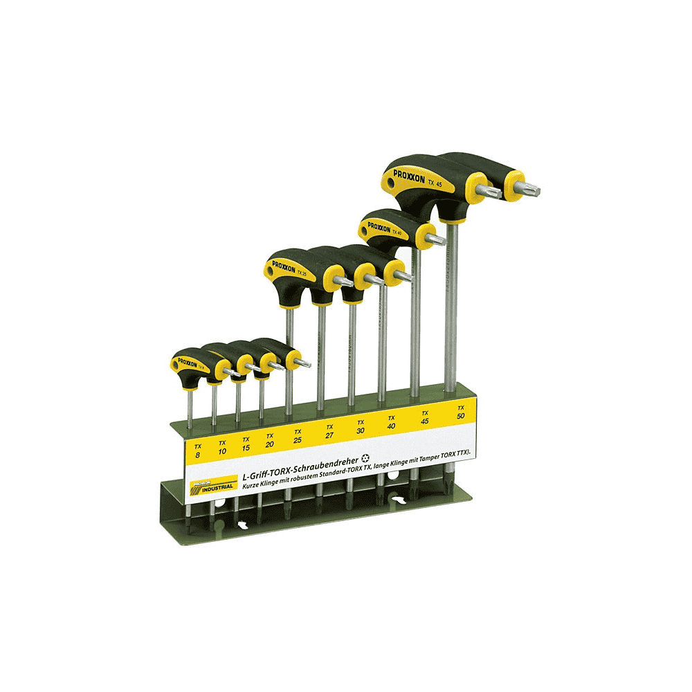 Proxxon L-Griff-Schraubendrehersatz, 10-teilig, HX mit Halter TX 8/10/15/20/25/27/30/40/45/50
