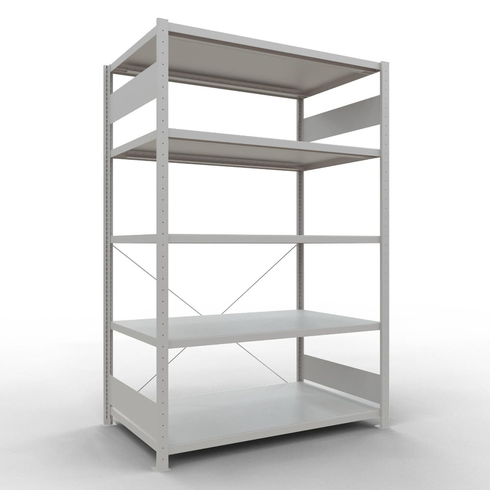 Schulte Fachbodenregal, modulares Stecksystem, einseitig nutzbar, RAL 7035 lichtgrau