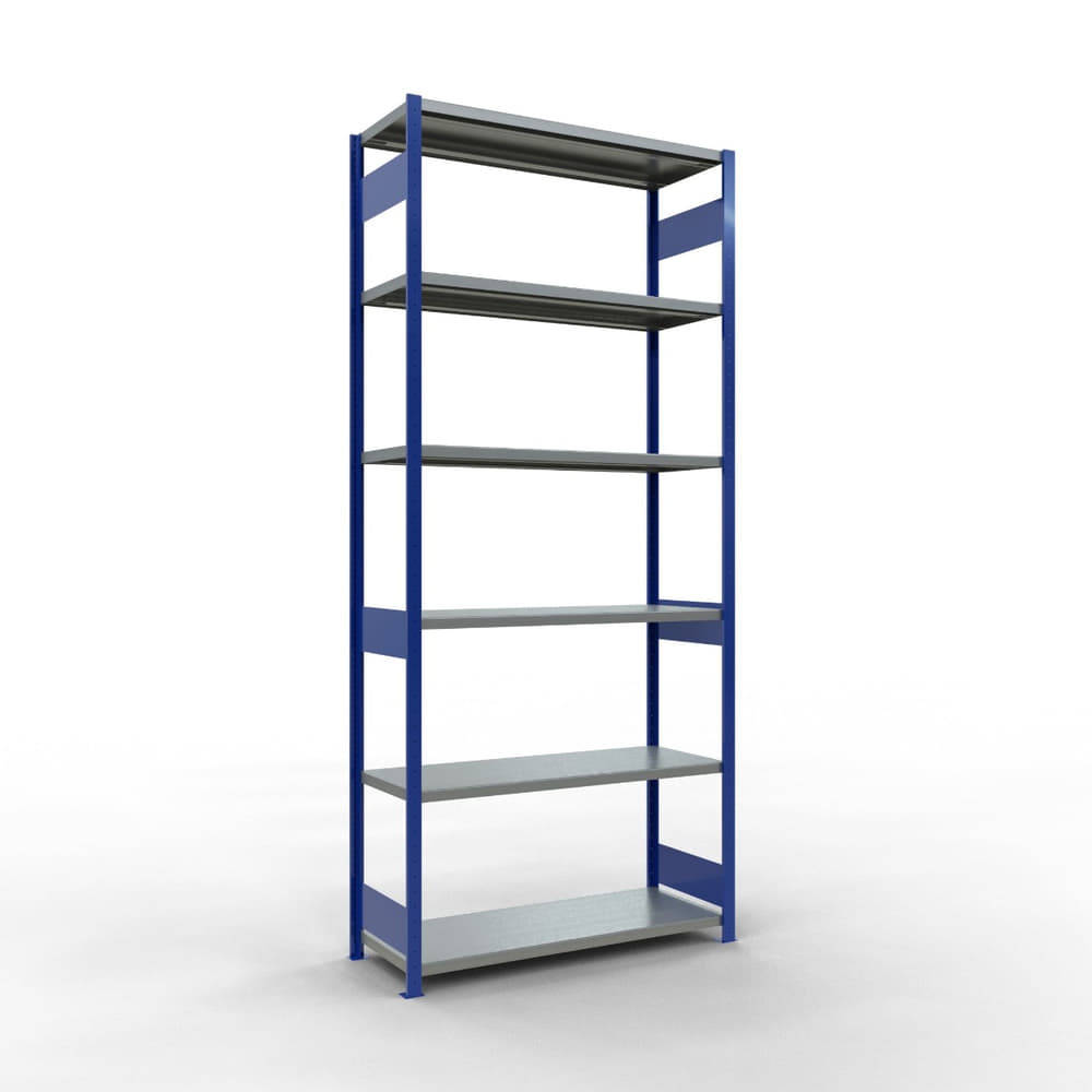Schulte Fachbodenregal, modulares Stecksystem, beidseitig nutzbar, RAL 5010 / verzinkt