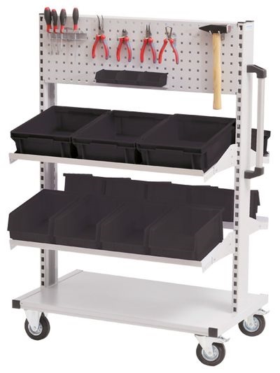 Bedrunka+Hirth ESD-Multi-Wagen, 4 x neigbarer Fachboden, 2 x Lochwand, 990 x 610 x 1450 mm