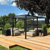 PLUS Pergola Cubic avec clôture Tokyo, noir RAL 9005, L x P x H 3870 x 3870 x 2170 mm